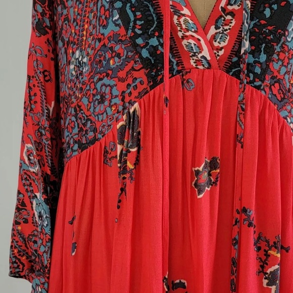 Free People If Only You Knew Maxi Dress in the Size Small Red & Teal! - Picture 8 of 8